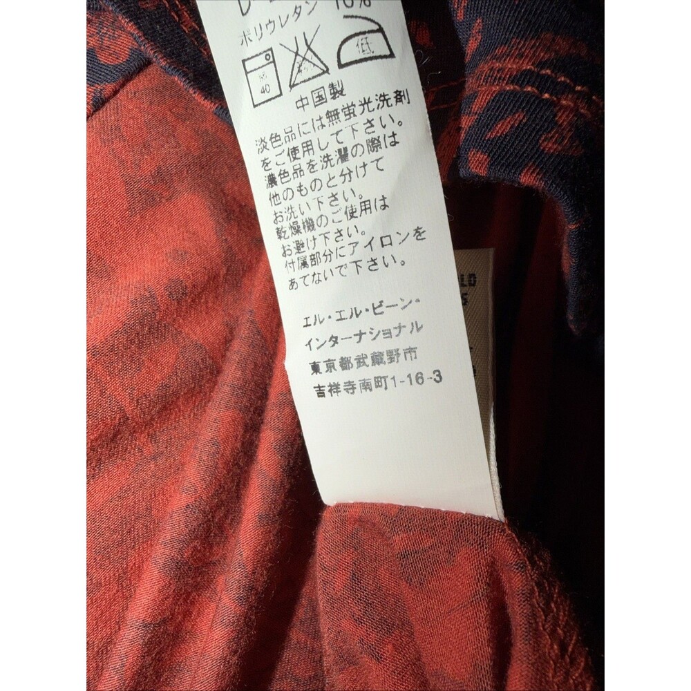 LL Bean Jersey Knit Faux Wrap Midi Dress Floral Leaf Red Med Short Sleeve Soft - Picture 15 of 15